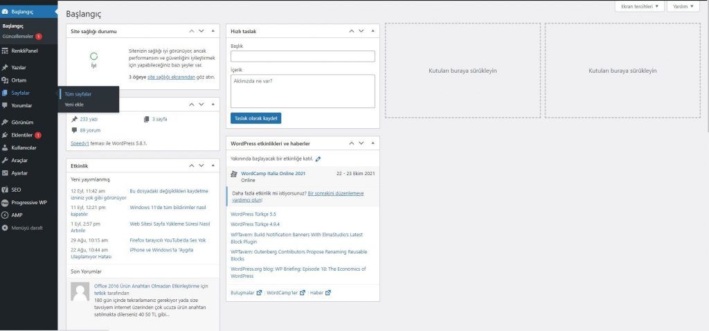 WordPress sayfa ekleme