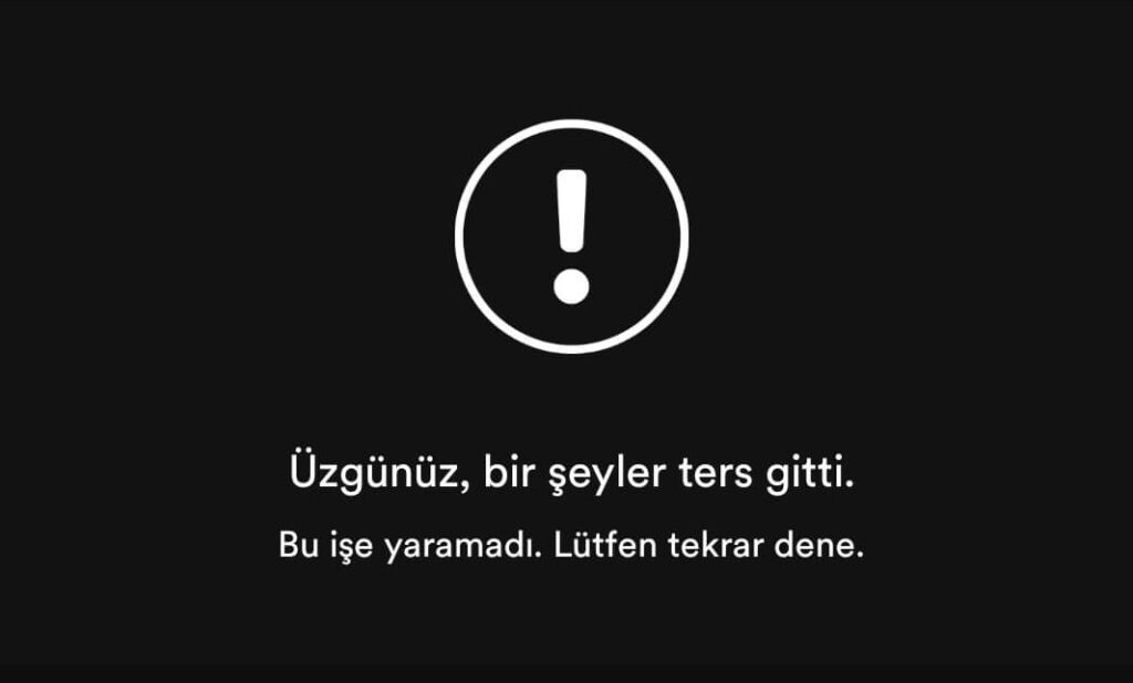 Spotify bir şeyler ters gitti daha sonra tekrar dene